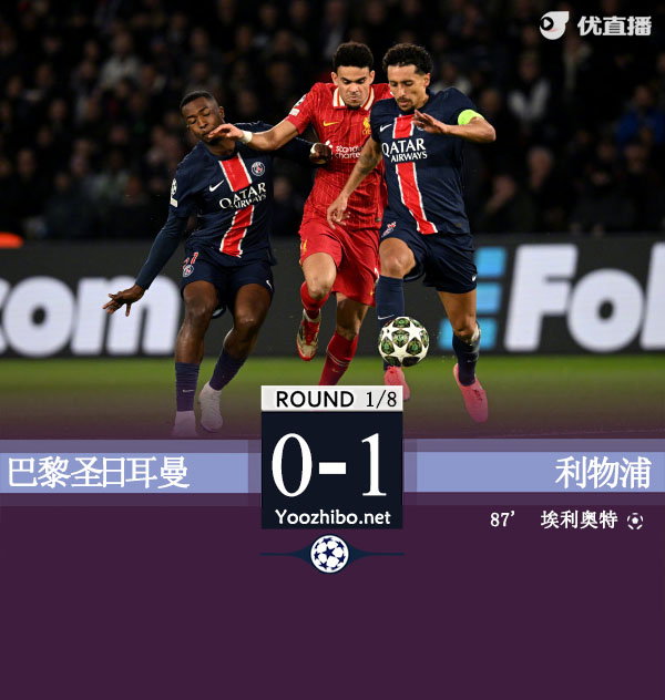 利物浦1-0绝杀巴黎 红军全场1射正巴黎狂轰27脚无果阿利森9扑救